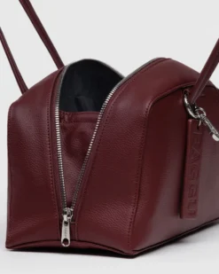 Recycled Leather Bowler Bag - Mahogany