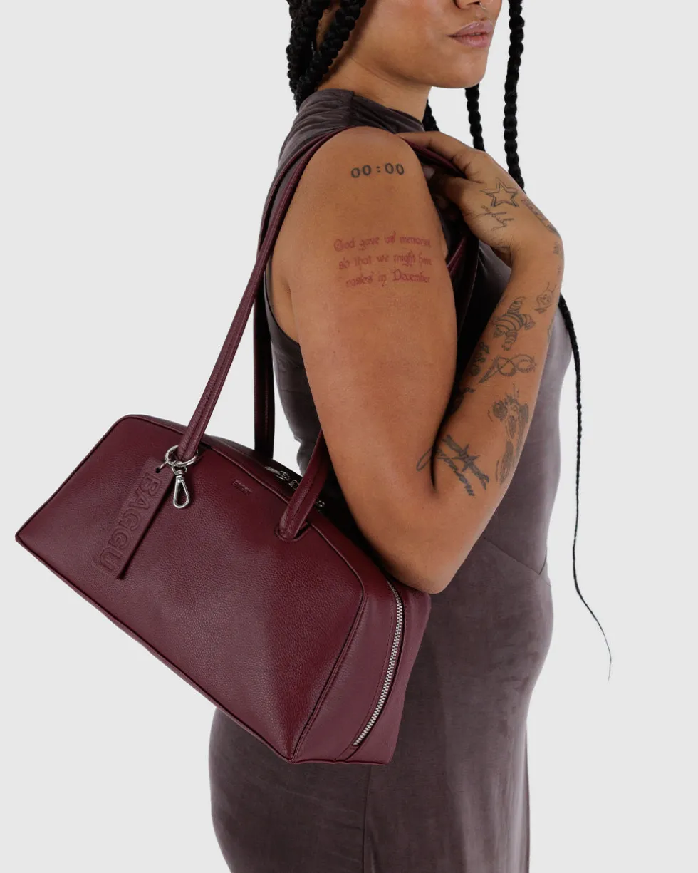 Recycled Leather Bowler Bag - Mahogany