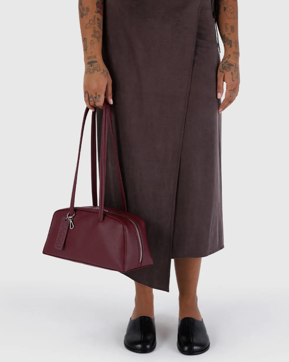 Recycled Leather Bowler Bag - Mahogany