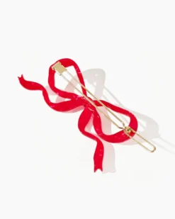 Ribbon Bow Clip - Red