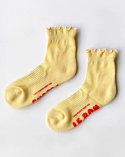 Ruffled Hugger Crew Socks - Banana Cream