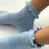 Ruffled Hugger Crew Socks - Periwinkle