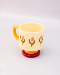 Short Ceramic Mug - Tulips