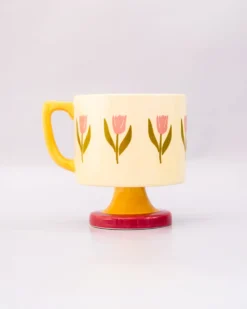 Short Ceramic Mug - Tulips