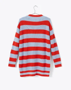 Slouchy Cardigan - Red/Blue Stripe