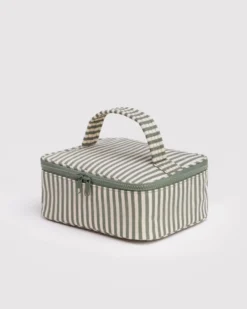 Small Cosmetic Case - Sage Stripe