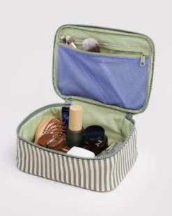 Small Cosmetic Case - Sage Stripe