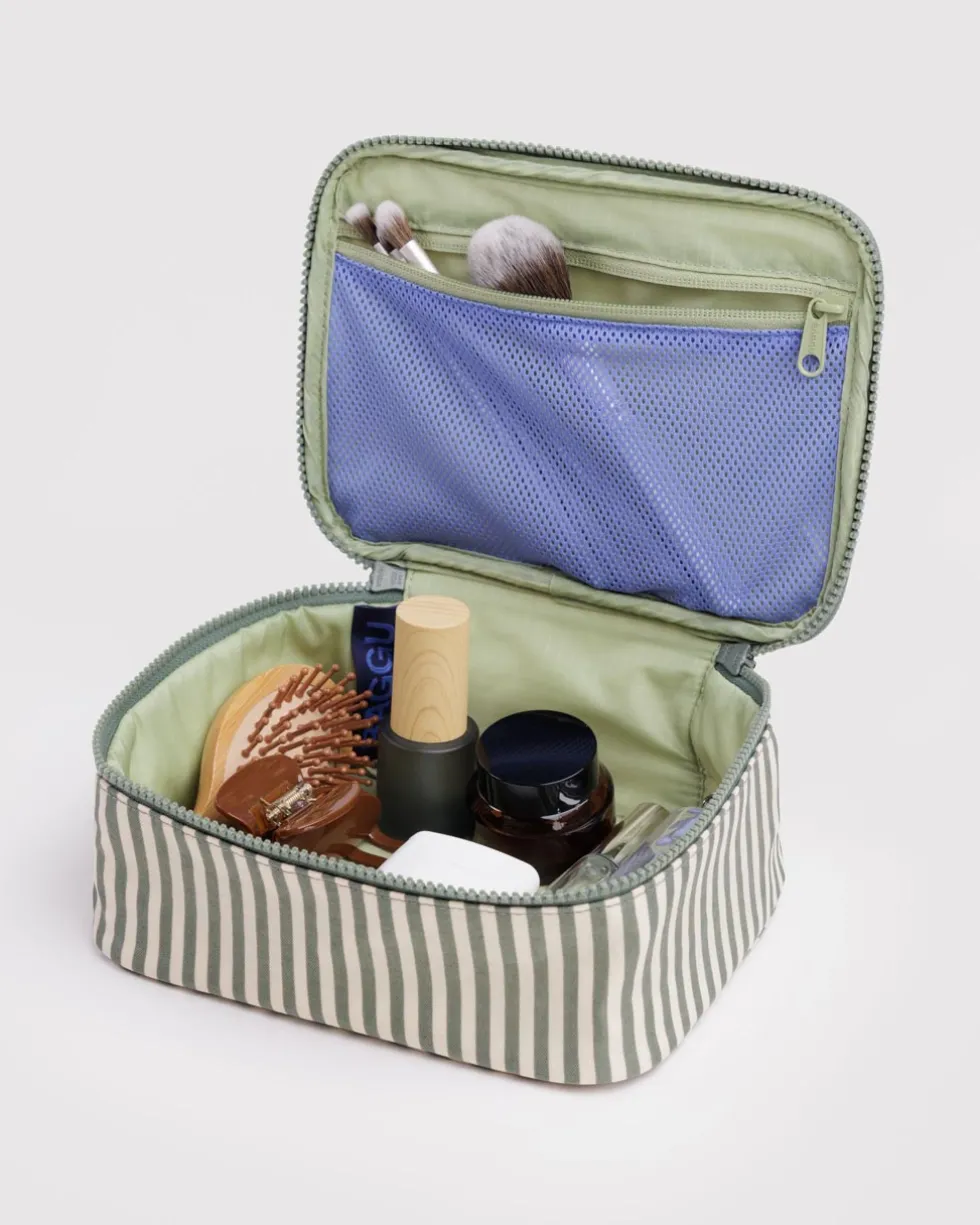 Small Cosmetic Case - Sage Stripe