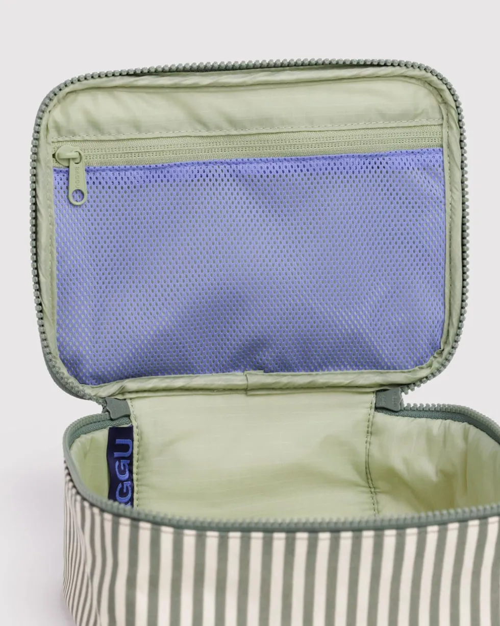 Small Cosmetic Case - Sage Stripe