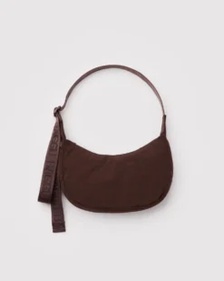 Small Nylon Crescent Bag w/ Key Leash - Coffee