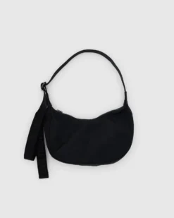 Small Nylon Crescent Bag w/ Key Leash - Black