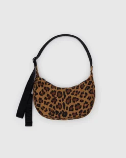 Small Nylon Crescent Bag w/ Key Leash - Leopard