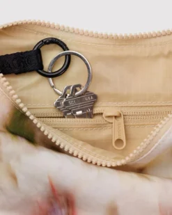 Small Nylon Crescent Bag w/ Key Leash - Abstract Floral