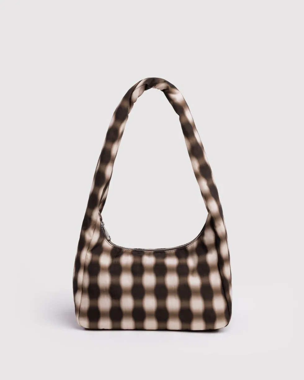 Small Nylon Meringue Bag - Blurred Gingham Brown