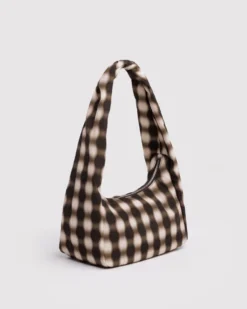 Small Nylon Meringue Bag - Blurred Gingham Brown