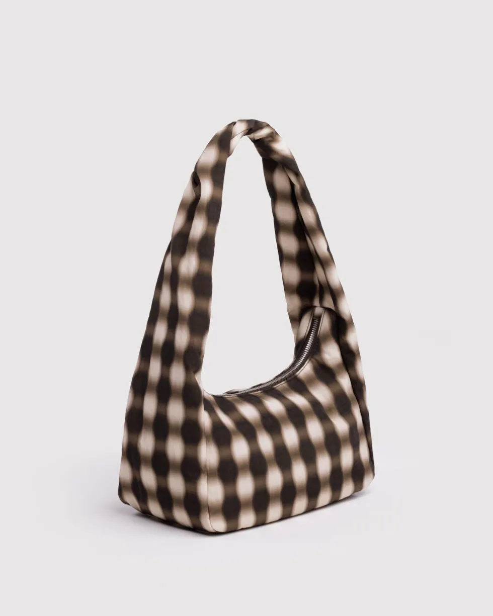 Small Nylon Meringue Bag - Blurred Gingham Brown