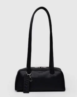 Small Recycled Leather Bowler Bag - Black