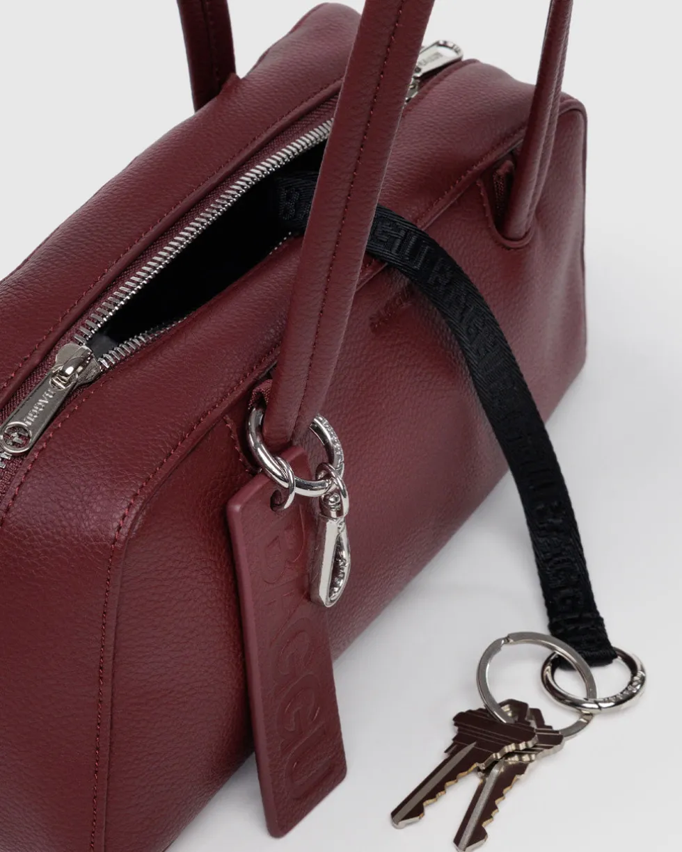Small Recycled Leather Bowler Bag - Mahogany