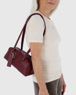 Small Recycled Leather Bowler Bag - Mahogany