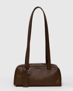 Small Recycled Leather Bowler Bag - Brown