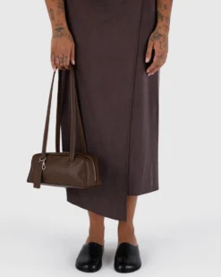 Small Recycled Leather Bowler Bag - Brown