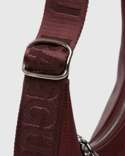 Small Recycled Leather Crescent Bag - Mahogany