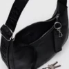 Small Recycled Leather Crescent Bag - Black