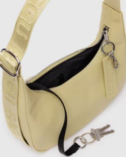 Small Recycled Leather Crescent Bag - Straw
