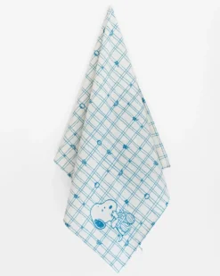 Snoopy Cherry Basket Tea Towel - Blue