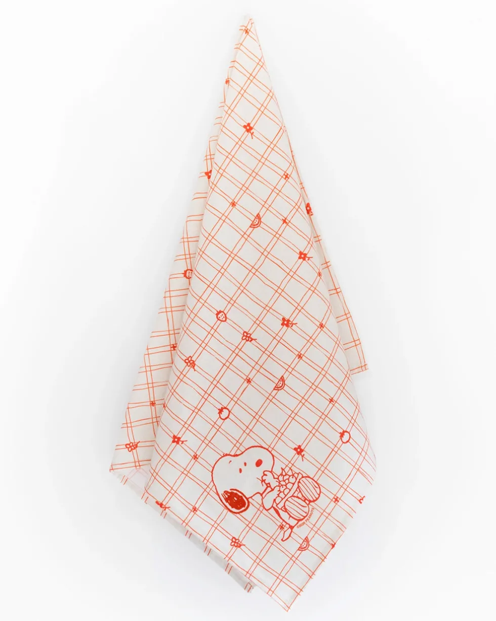 Snoopy Cherry Basket Tea Towel - Red