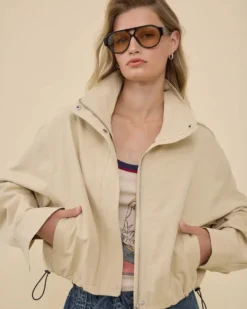 Stand Collar Drawstring Jacket