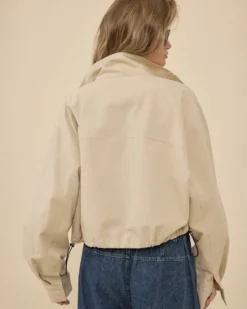 Stand Collar Drawstring Jacket