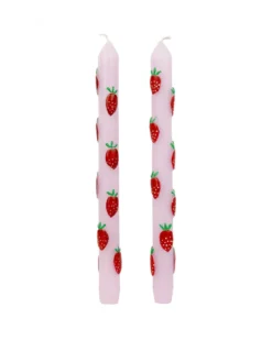 Strawberry Lilac Dinner Candles - Set of 2