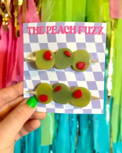 Stuffed Olive Hair Clip Set