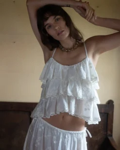 Suze White Ruffle Top