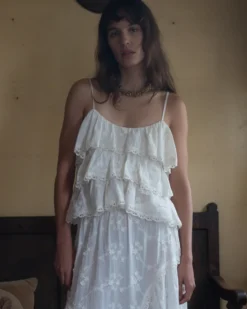 Suze White Ruffle Top