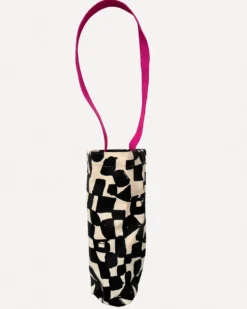 The Checks Wine Tote - Black + Natural
