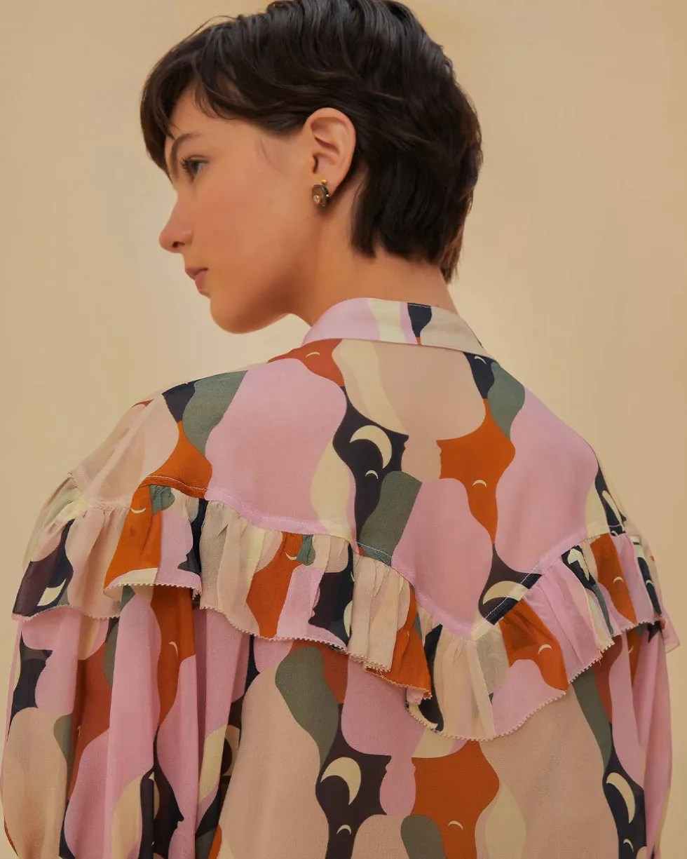 The Kiss Multicolor Short Sleeve Blouse