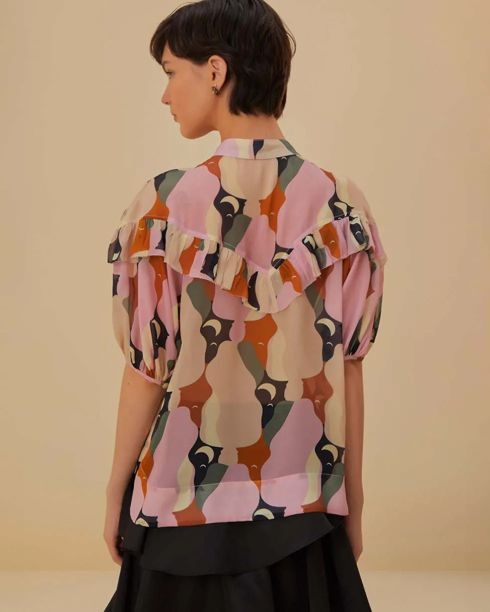The Kiss Multicolor Short Sleeve Blouse
