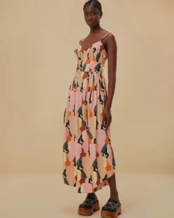 The Kiss Multicolor Sleeveless Midi Dress
