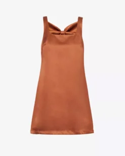 The Mini Satin Shift Dress - Chocolate