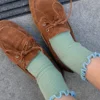 The Petite Ruffled Modal Socks - Sea Glass + Powder Blue