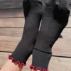 The Petite Ruffled Modal Socks - Black + Red