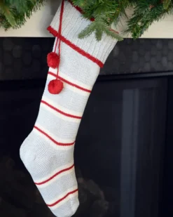 Thin Striped Rib-Cuff Stocking - Grey