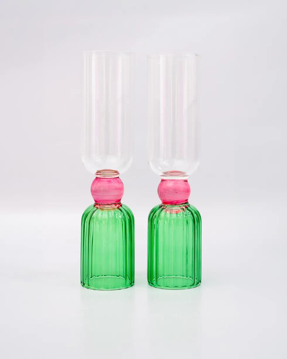 Tipsy Turvy Bar Glass Set - Green
