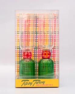Tipsy Turvy Bar Glass Set - Green