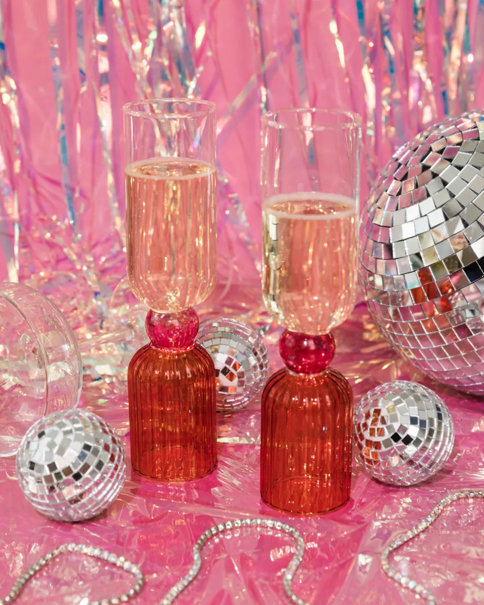 Tipsy Turvy Bar Glass Set - Pink