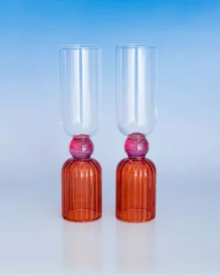 Tipsy Turvy Bar Glass Set - Pink