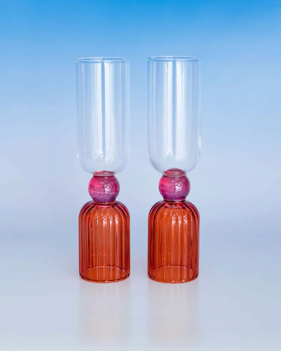 Tipsy Turvy Bar Glass Set - Pink