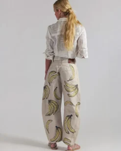We The Free Good Luck Printed Barrel Jeans - Go Bananas